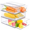 4 Pack Stackable Refrigerator Organizer Bins with Pull Out Drawers