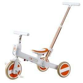 MAKELEN 5 in 1 Folding Toddler Bike for 3 Year to 6 Years Old Kids Toddler Tricycle, Kids Balance Bike, Push Bike, Baby Walker Removable Pedals White