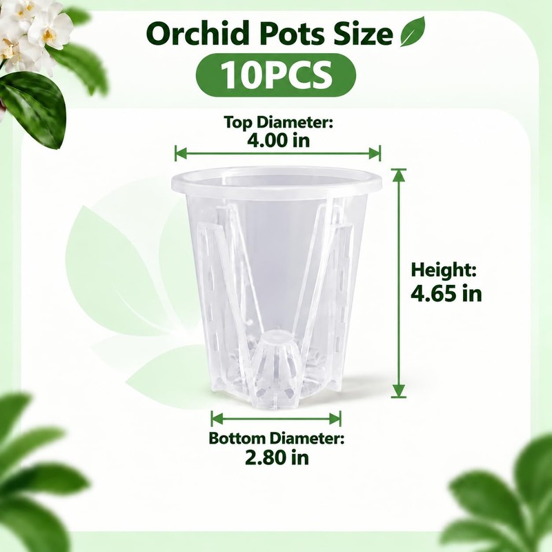 Clear Orchid Pots, 4 inch, 10-Pack