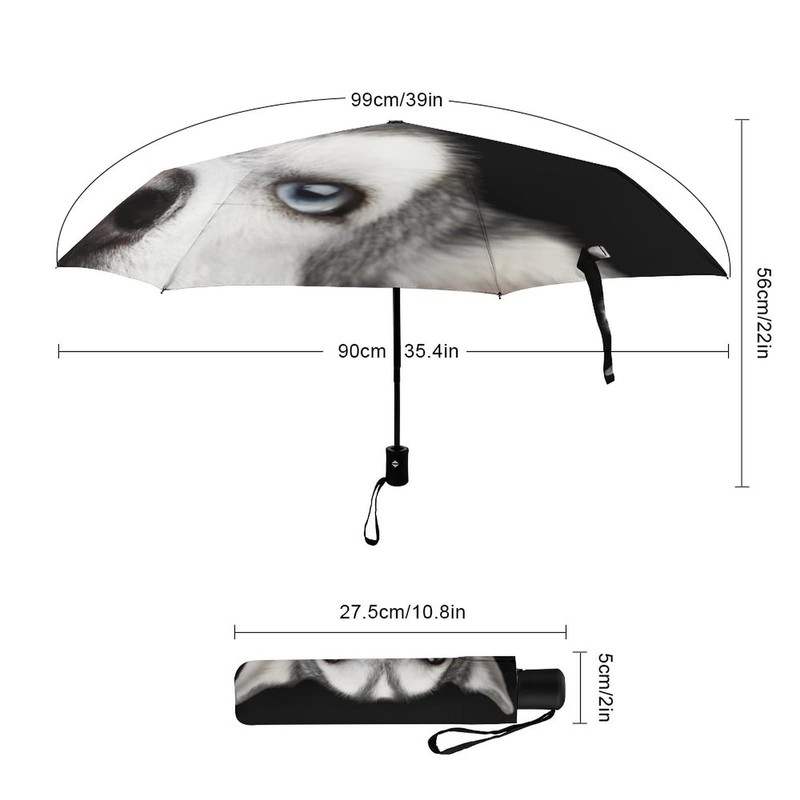 Rnivry Husky Dog Umbrella Windproof Compact Travel Umbrellas Automatic Open/Close