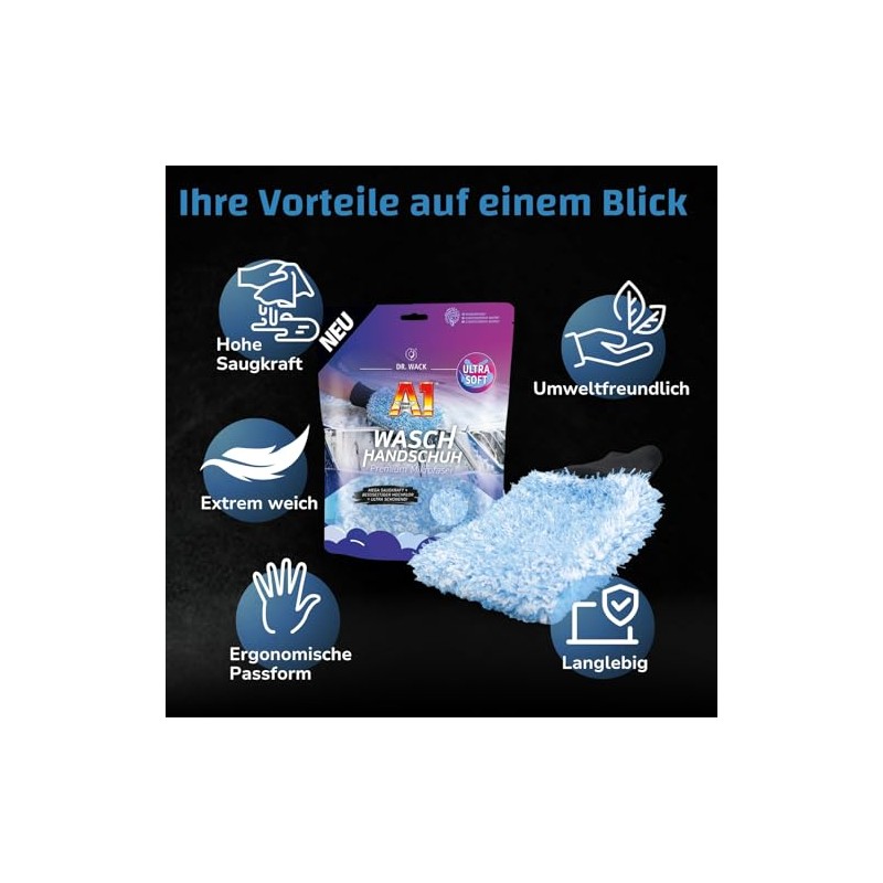 Dr. Wack - A1 Car Wash Mitt - Premium Microfibre