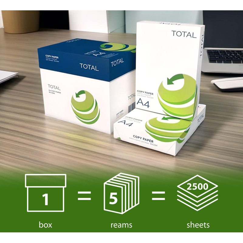 Total Multi-Purpose Copy Printer Paper, A4 80 GSM, White (5)