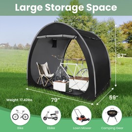 PANTAZO Bike Storage Shed, Outdoor Portable Bicycle Storage Sheds with 210D Oxford 800ppm Waterproof with Bicycle Mount for 4/6 Bikes, Covers Shelter for Motorcycle, Garden Tools, Lawn Mower