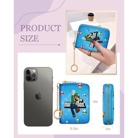 Toyuma Cute Credit Card Holder Wallet for Women - Leather Accordion Wallets for Teen Girls Kids Boys Ladies Female Cartoon Unique Small Multi Rfid CardHolder with Keychain Zipper Purse, Maro