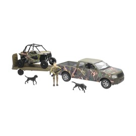 New-Ray Toys 1:32 Scale ATV Playset Die-Cast Replica Camo Truck with Polaris XP1000 SS-76456