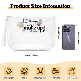 Inspirational Gifts for Girl Women Wake up and Make up Makeup Bag Beautician Gift for Cosmetic Lover Christmas Birthday Present for Daughter Sister Best Friend Coworker Toiletry Bag for Travel