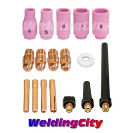 WeldingCity TIG Welding Accessory Kit Cup-Collet-Collet Body-Gasket-Back Cap 0.040"-1/16"-3/32"-1/8" for Torch 9/20/25 T31