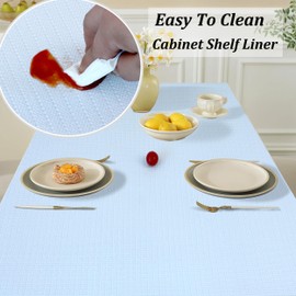 Cabinet Liners for Shelves Waterproof 24 Inch Wide X 20 Ft White Non Slip Drawer Liners Non Adhesive Washable Shelf Liners for Kitchen Bathroom Refrigerator Cupboard Pantry Closet Dresser
