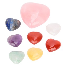 8Pcs Natural Crystal Stone Set HeartShaped for Meditation Divination Decoration