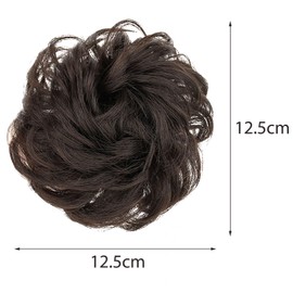 Bestac 1PCS Messy Bun Hair Pieces Wavy Curly Scrunchies Synthetic Chignon Hair Extensions Updo Hairpieces for Women Girls (Dark Brown)