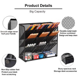 Marbrasse Mesh Desk Organizer, Multi-Functional Pen Holder, Desktop Stationary Organizer, Storage Rack for School Home Office Art Supplies (Mesh Pen Holder)