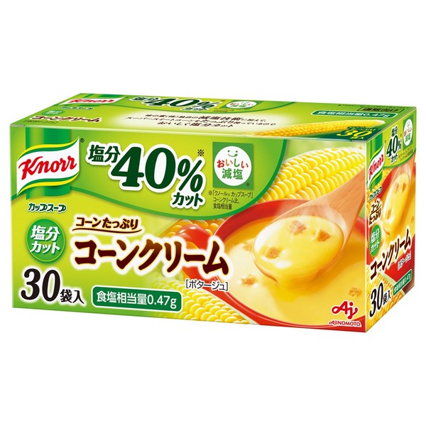 Ajinomoto Knorr Cup Soup, Corn Cream, Salt Cut, 30 Bags (Reduced Salt Potage, Vegetables, Hot Breakfast)