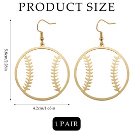 Baseball Earrings for Women,Gold Baseball Earrings Dangle Hoop,Fashion Ball Shape Earring Sports Jewelry Accessories,Gifts for Women Sports Earring Party Outfit Jewelry Accessories