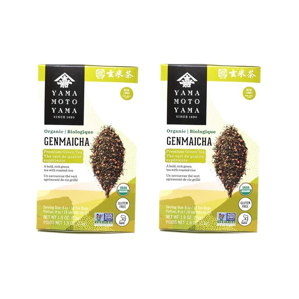 Yamamotoyama Organic Genmaicha Premium Green Tea (2 Pack, Total of 3.8oz)