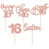 Paquete de 30 adornos para magdalenas de feliz cumpleaños 16,