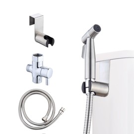 TENGPOLE Handheld Bidet Sprayer for Toilet - Adjustable Jet Sprayer for Toilet Muslim Shower, SUS304 Cloth Diaper Sprayer with Brass Valve, Hose, for Feminine Wash, Brushed Nickel