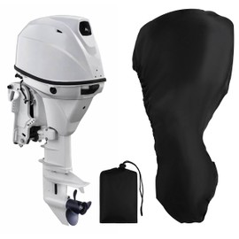 Fade Resistant Full Outboard Motor Cover, UV-Proof and Waterproof 420D Heavy Duty Boat Engine Cover with Adjustable Strap