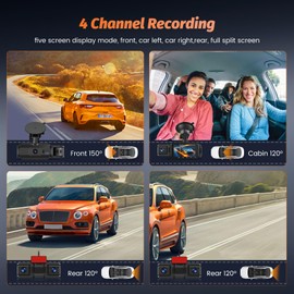 Roinvou 4 Channel Dash Cam Car Front 2K/1080P with WiFi & Dash Cam Car 64GB Card, Super Night Vision, G-Sensor, Loop Recording, Car Camera App Control, 3 Inch IPS Screen, Parking Monitoring, Loop