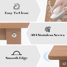 Meluvici Outdoor Side Table, Small Adirondack Side Table for Adirondack Chair - Indoor Outdoor End Table - HDPS (Teak)