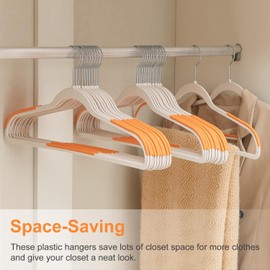 VECELO 25 Pack Clothes Hangers, Non-Slip Plastic Coat Hanger, 360°Swivel Hook & Space Saving for Bedroom Closet, Great for Shirts, Pants, Excellent Heavy Duty