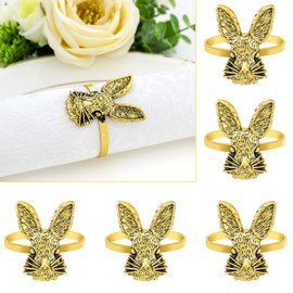 Easter Napkin Rings Set of 12 Bunny Napkin Rings Set of 12 Rabbit Napkin Rings Set of 12 Retro Gold Wedding Metal Napkin Holders, Happy Easter Farmhouse Home Table Party Decorations
