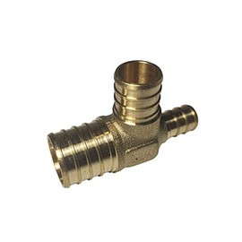 XFITTING 1 inch X 1/2 inch X 3/4 inch Pex Tee - Pex B Pipe, Crimp Fittings, Brass, 2 Pieces