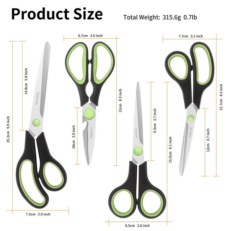 Vutyvve Kitchen Scissors, Stainless Steel Blades, Soft Handle, Multifunctional Kitchen