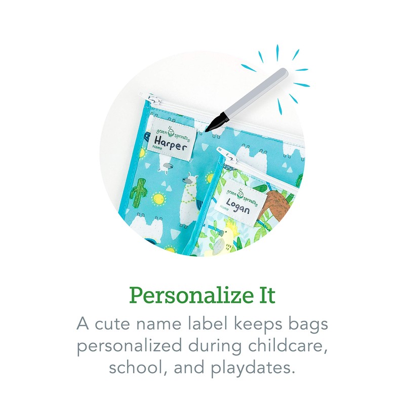 green sprouts Reusable Snack Bags (2 Pack)-Green Safari, Green