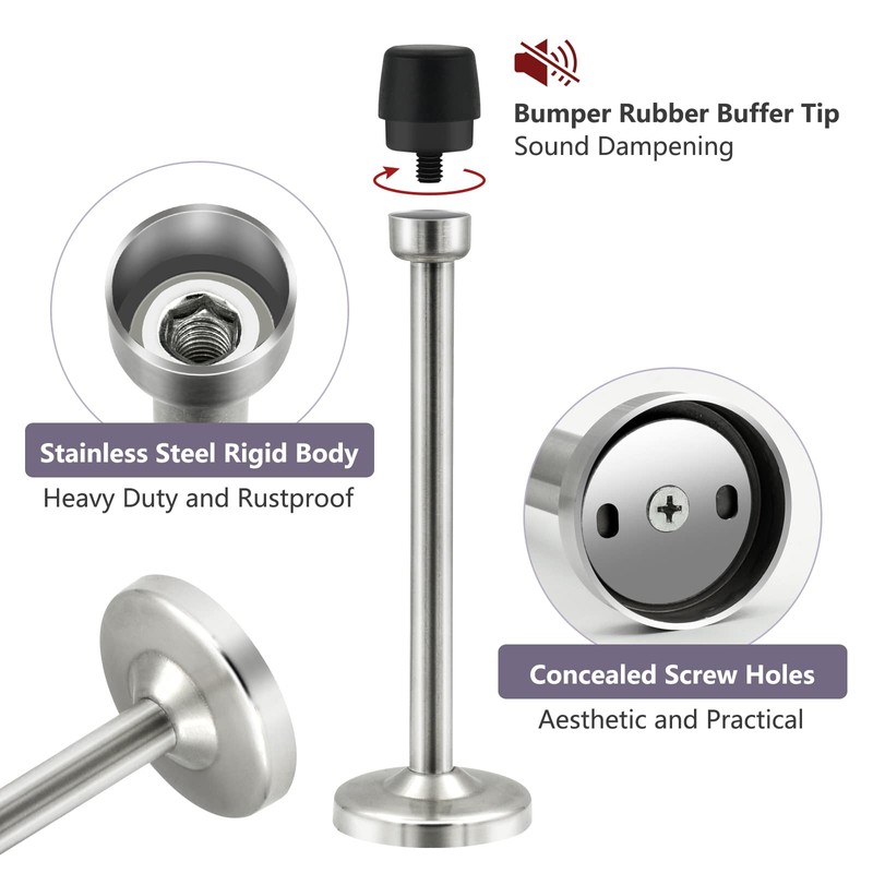 Wall Mounted Long Door Stop Heavy Duty Chrome Plated 6"