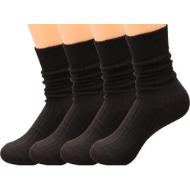 Galsang Women's Socks Thick Knit Wool Thermal Casual Crew Socks,Cozy Warm Slouch Cotton Knit Calf Socks Gift For Women,#K809 (5pcs black)