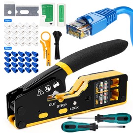 RJ45 Crimp Tool Kit 157PCS, Pass Through Ethernet Crimping Tool, Network Wire Stripper Cutter Crimper All-in-One for 8p Cat5, Cat5e, Cat6, Cat6a RJ11/RJ12 Telephone, Home Network Installation Kit