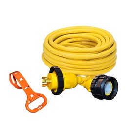 APEXSPORTS 30A, L5-30P to L5-30R,Marine/Generator/RV Extension Cord, with Easy Handle & LED Power Indicator. for RV, Trailer, Marine, Generator and Food Truck. 100% Copper Electrical Cord. 30Ft