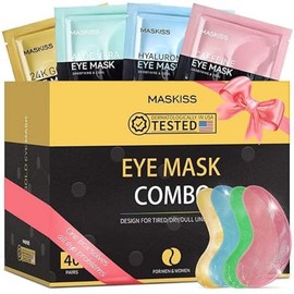 Maskiss 40Pairs Moisturizing Gold Eye Mask Pack for Dark Circles, Puffine-Eyes, Radiant Rejuvenating  Aloe Vera Moisturizing Skincare Serum and Combating Wrinkle - Specification: Caffeine Eye Mask