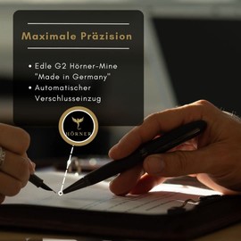 Hörner Imperius Premium Ballpoint Pen, Elegant Gift Box, Blue Ink Colour, Twist Ballpoint Pen, High-Quality Case, Black Wooden Ballpoint Pen, Pen for Men and Women