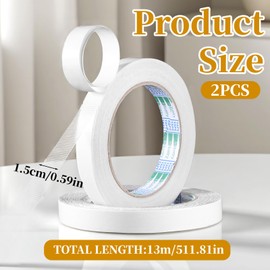 2 Rolls Double Sided Fabric Tape, Fabric Tape Strong Adhesive Cloth Hemming No Sewing or Ironing Required for Quick Clothing Repairs Fabrics Bonding Cloth Tapes for Hemming and Crafts 0.6 inch x 43ft