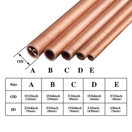 99.9% Copper Tube, 15/64" OD x 3/16" ID x 10 Ft Pure Copper Tubing, T2 Copper Refrigeration Tubing Tube Wall: 0.024", Seamless Hollow Copper Round Tube for Refrigerator, Air conditioners, DIY proje