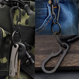 PJYTAC Black Titanium Carabiner Keychain, Minimalist Keychain Key Clip EDC Quick Release Hooks with Bottle Opener Key Holder for Men and Women