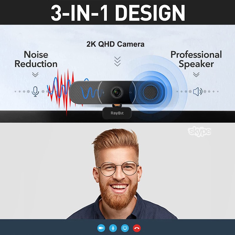 RayBit 3 in 1 Webcam - 2K HD USB C