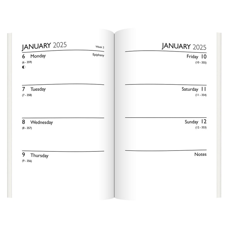 2025 Hardcover Diary Week to View Pocket Planner Soft Green