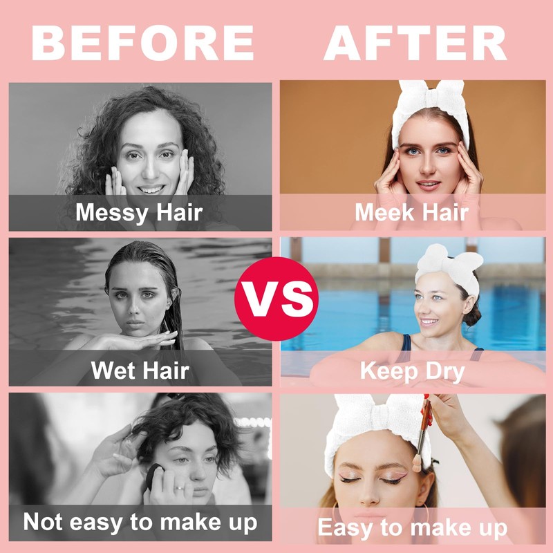 CAVETEE Spa Headband for Washing Face, 4 Pack Fuzzy Skincare