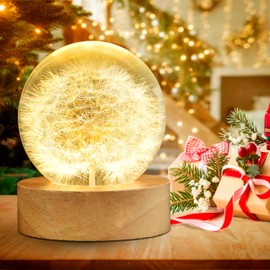 Geschenke für Frauen und Kinder Kristallkugel Nachtlicht 6 cm Glaskugel Deko,Geschenke für Mama Glaskugel-Nachtlicht mit Holzsockel Personalisiertes Geburtstagsgeschenk für Mädchen und Jungen.