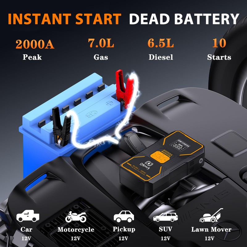 Dspark B31 2000A Jump Starter with 150PSI Air Compressor,Jump Starter