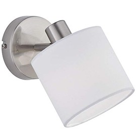 Reality Leuchten Tommy R80331001 Wall Spotlight Matt Nickel with White Fabric Shade