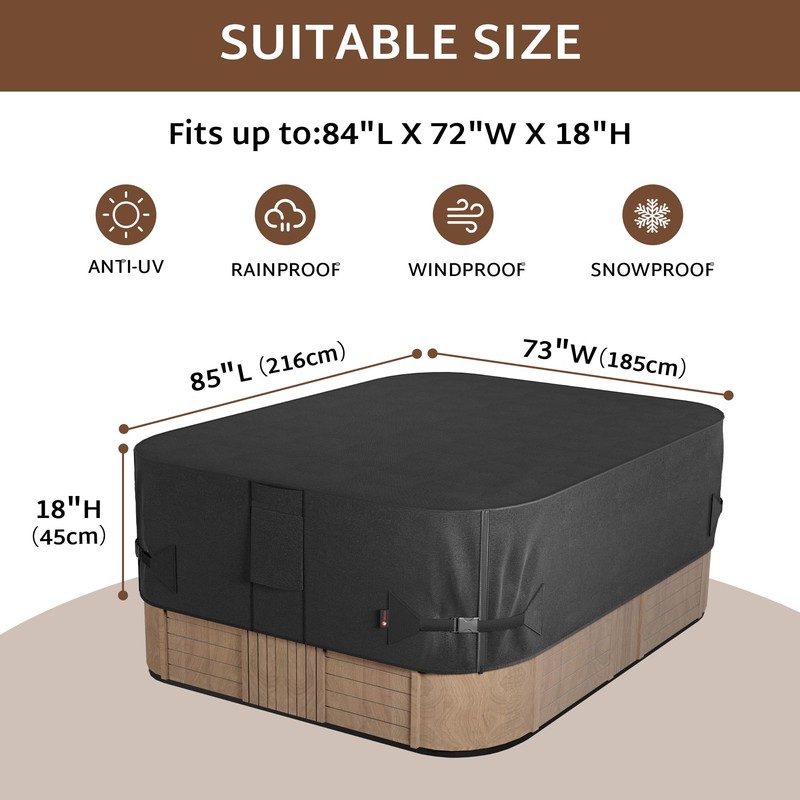 iBirdie Outdoor Waterproof Rectangular Hot Tub Cover 85 x 73