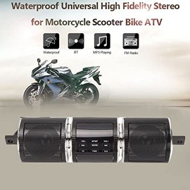 Sistemas de Altavoces Bluetooth para Motocicleta, Altavoces Estéreo Inalámbricos Impermeables para Motocicleta, Barra de Sonido, Montaje en Manillar de 7/8‑1,25", Reproductor de Música MP3(Negro)