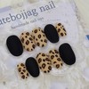 Black Leopard Matte Handmade Nail Tips - Oval L /