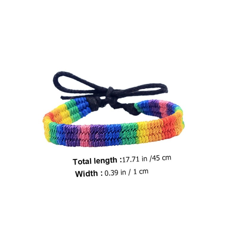 COLLBATH Cotton Braided Rainbow Bracelet 2PCs Woven Adjustable Unisex for