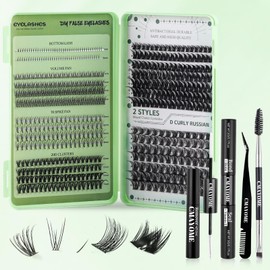 RoseFlower DIY Lash Extension Kit, 551pcs 10-16mm D Curl Fluffy Lashes Clusters + Bottom Lash Natural False Eyelash Extensions Kits with Mascara Brush Bond Seal Lashs Applicators Tweezers