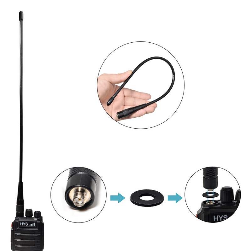 UAYESOK 15.3-Inch GMRS Antenna (462-467 MHZ) SMA-Female Soft Whip Upgrade