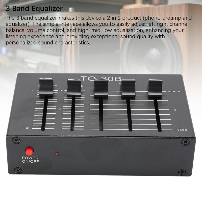 Luocute Record Player Preamplifier EQ, Phono Preamp 3 Band Equalizer